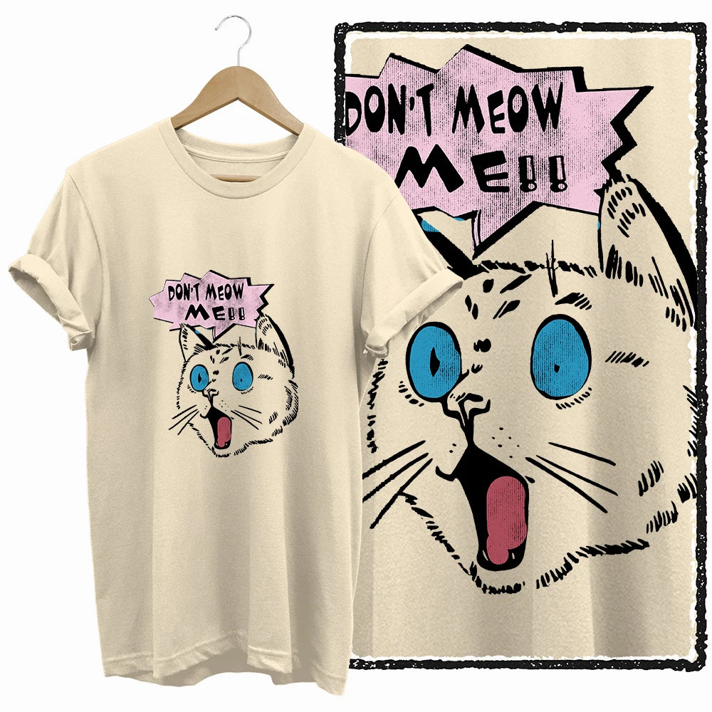 COOLMIND Beige Cat Graphic T-Shirt | Women's Relaxed Fit