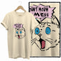 COOLMIND Beige Cat Graphic T-Shirt | Women's Relaxed Fit
