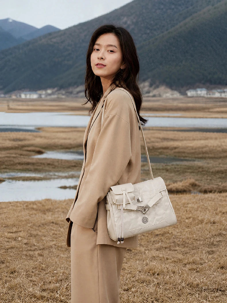 FOXER Vintage Wrinkle Genuine Leather Tote Bag