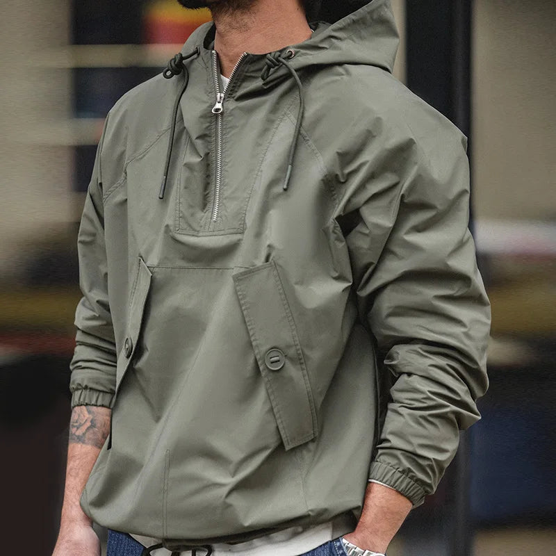 Maden M43 Parka Dark Green Deck Coat for Men Spring and Autumn Solid Color Hooded Sweatshirt Male Urban Outdoor Loose Jacket