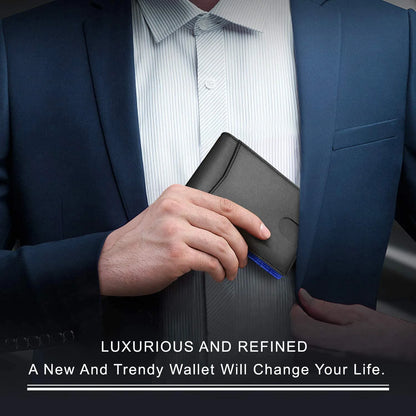 Rfid Leather Men Wallets Money Bag Slim Thin Card Holder Wallet Carbon Fiber Male Small Short Purse Black Billfold Walet Gifts