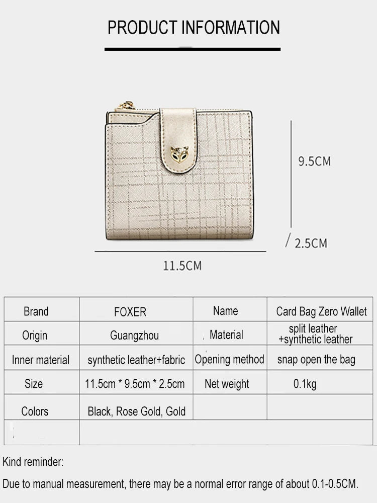 FOXER Cowhide Leather Women's Short Wallet