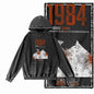 1984 Graphic Acid-Washed Black Streetwear Hoodie