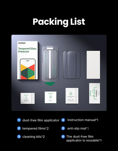 UGREEN Automatic Dust-free Screen Protector for iPhone 17 Pro Max, 16 Pro & More—2 Pack
