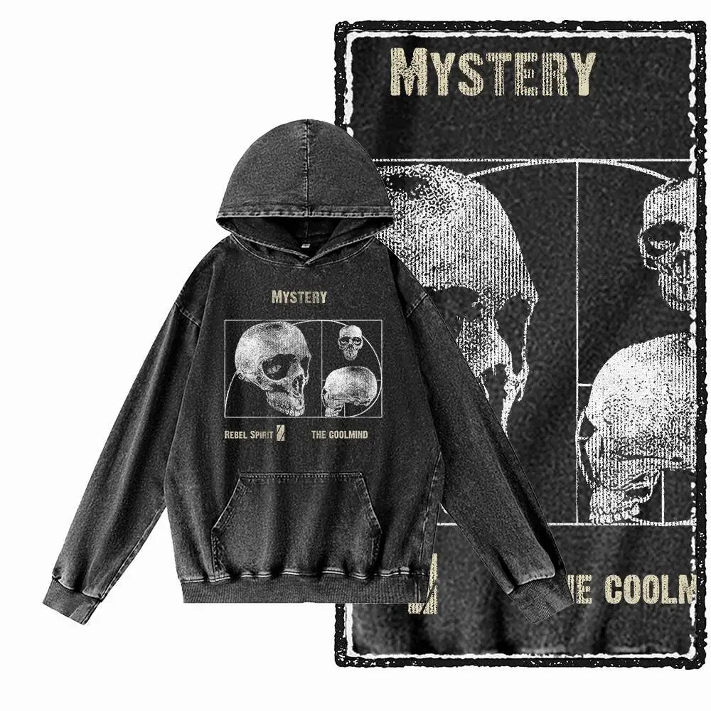 COOLMIND G24 Acid-Washed Black Graphic Hoodie