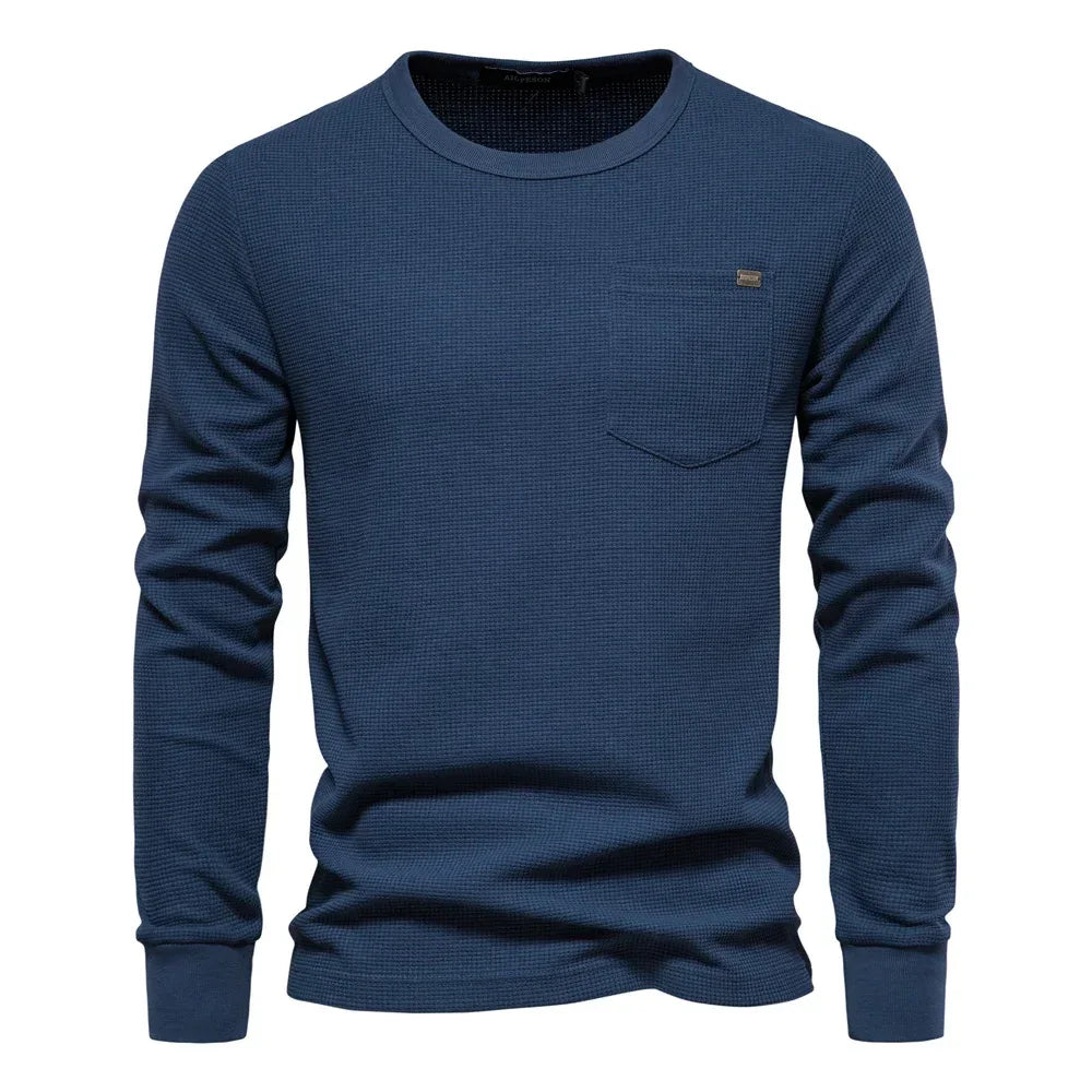 AIOPESON Men's Waffle Cotton Long Sleeve Shirts - ShopHub