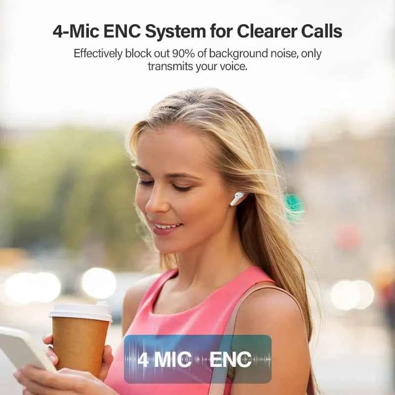 QCY T13 Wireless Earphones with 4 Mic ENC, HD Call, Stereo Sound, Touch Control, Long Standby 40Hrs
