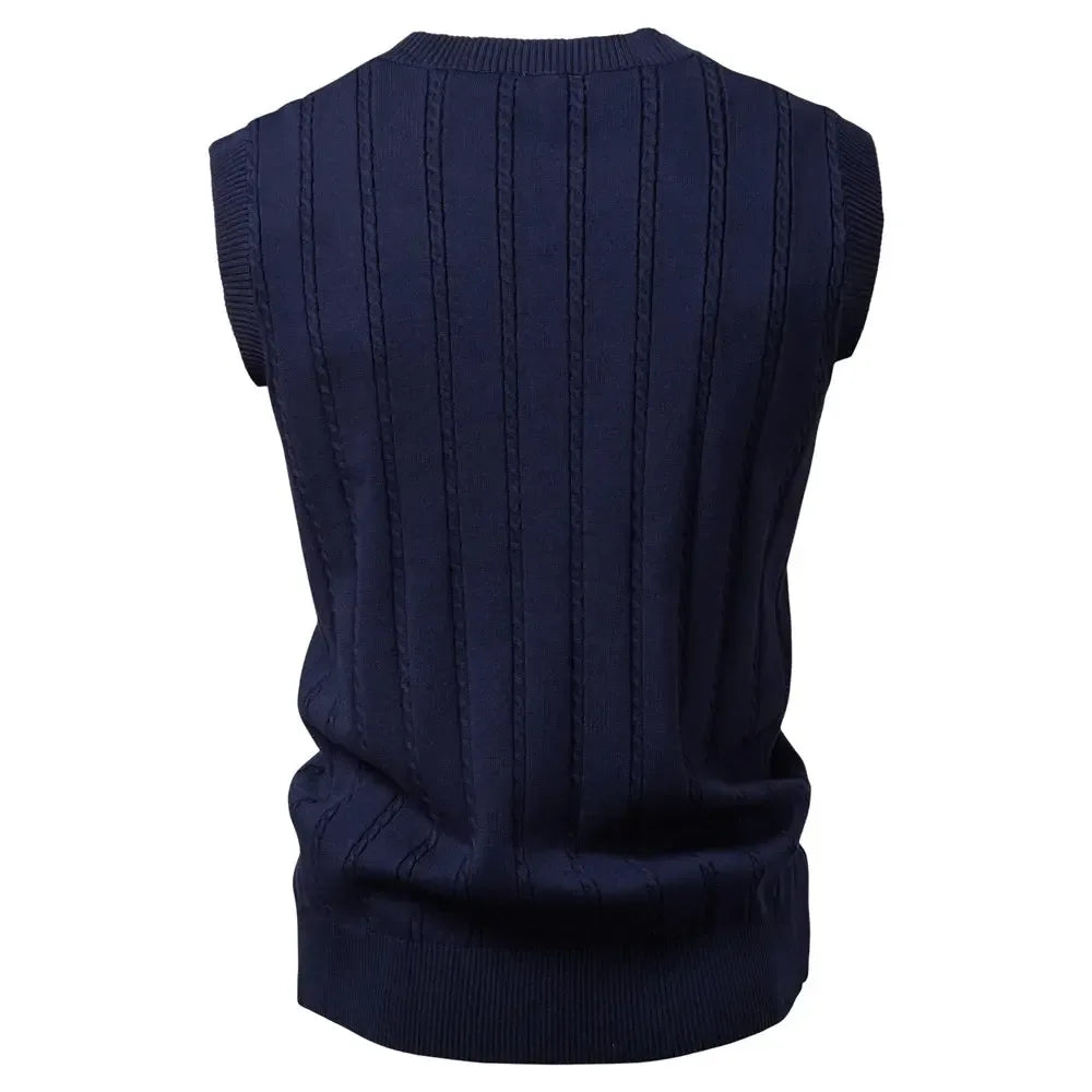 Aiopeson Men's Solid Colour V Neck Knitted Vests - ShopHub