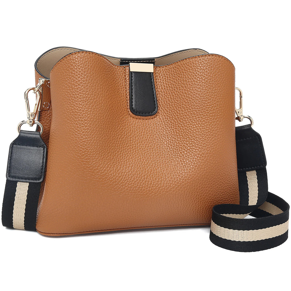 FOXER Brand New Shoulder Bag for Women PU Leather Retro Large Capacity Bucket Bag Female Crossbody Purse Tote Commuting Purse