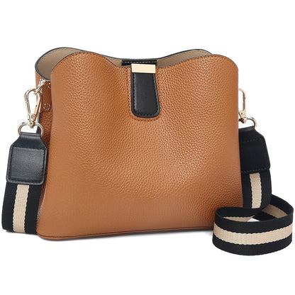 FOXER Brand New Shoulder Bag for Women PU Leather Retro Large Capacity Bucket Bag Female Crossbody Purse Tote Commuting Purse