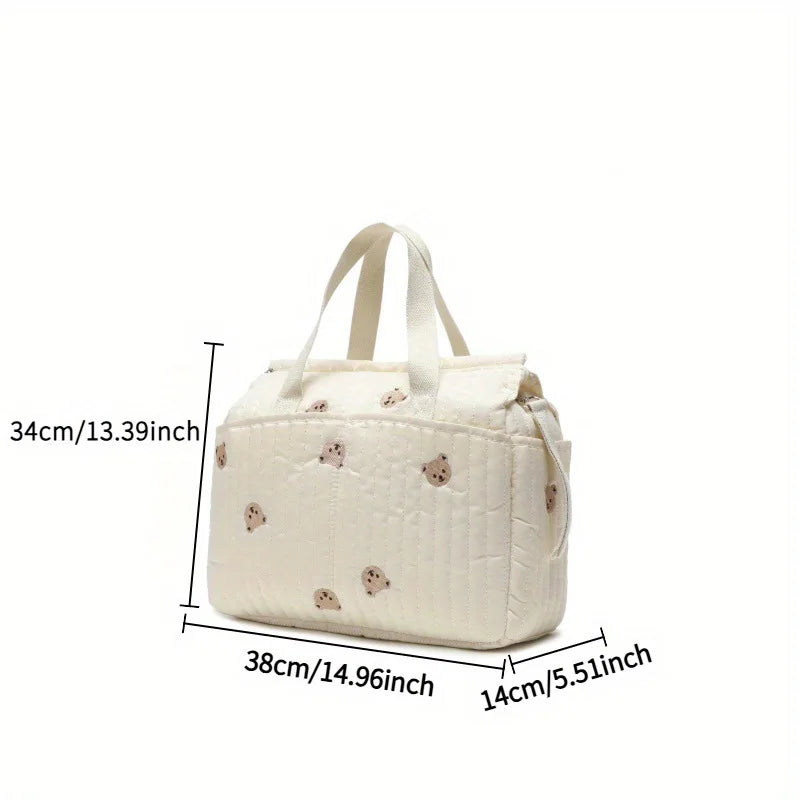 Embroidered Multi-Functional Diaper Bag