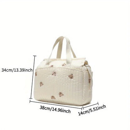Embroidered Multi-Functional Diaper Bag