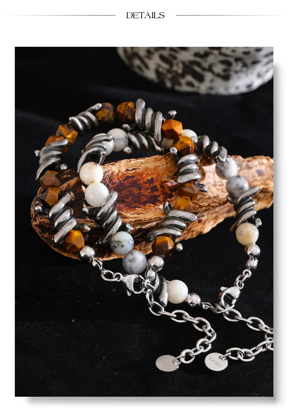 Natural Jade Tiger Stone Chain Men's Bracelet - ShopHub
