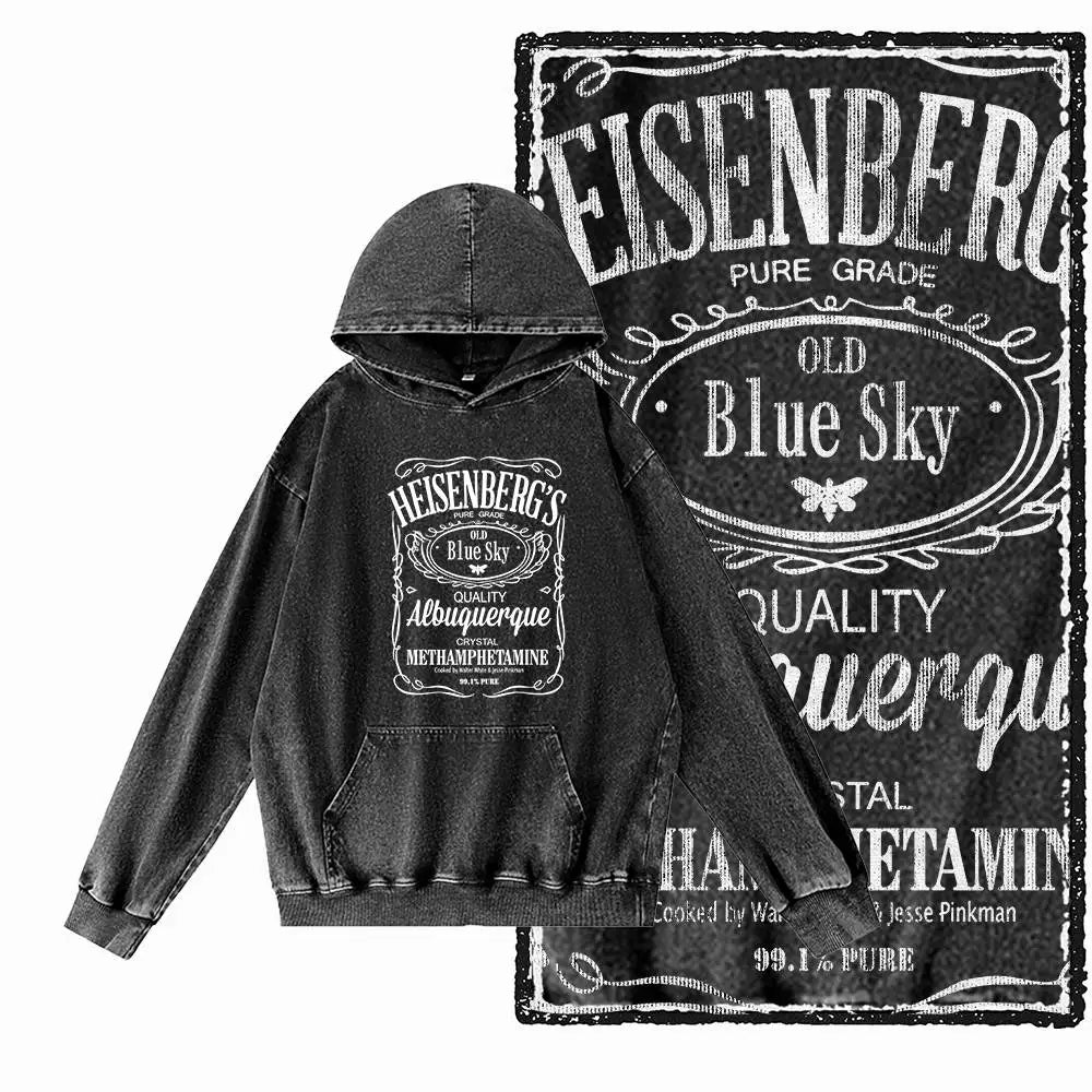 Heisenberg Graphic Acid-Washed Black Hoodie