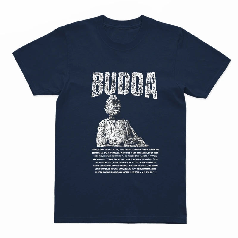 COOLMIND U0003 Buddha Statue Graphic Cotton Tee