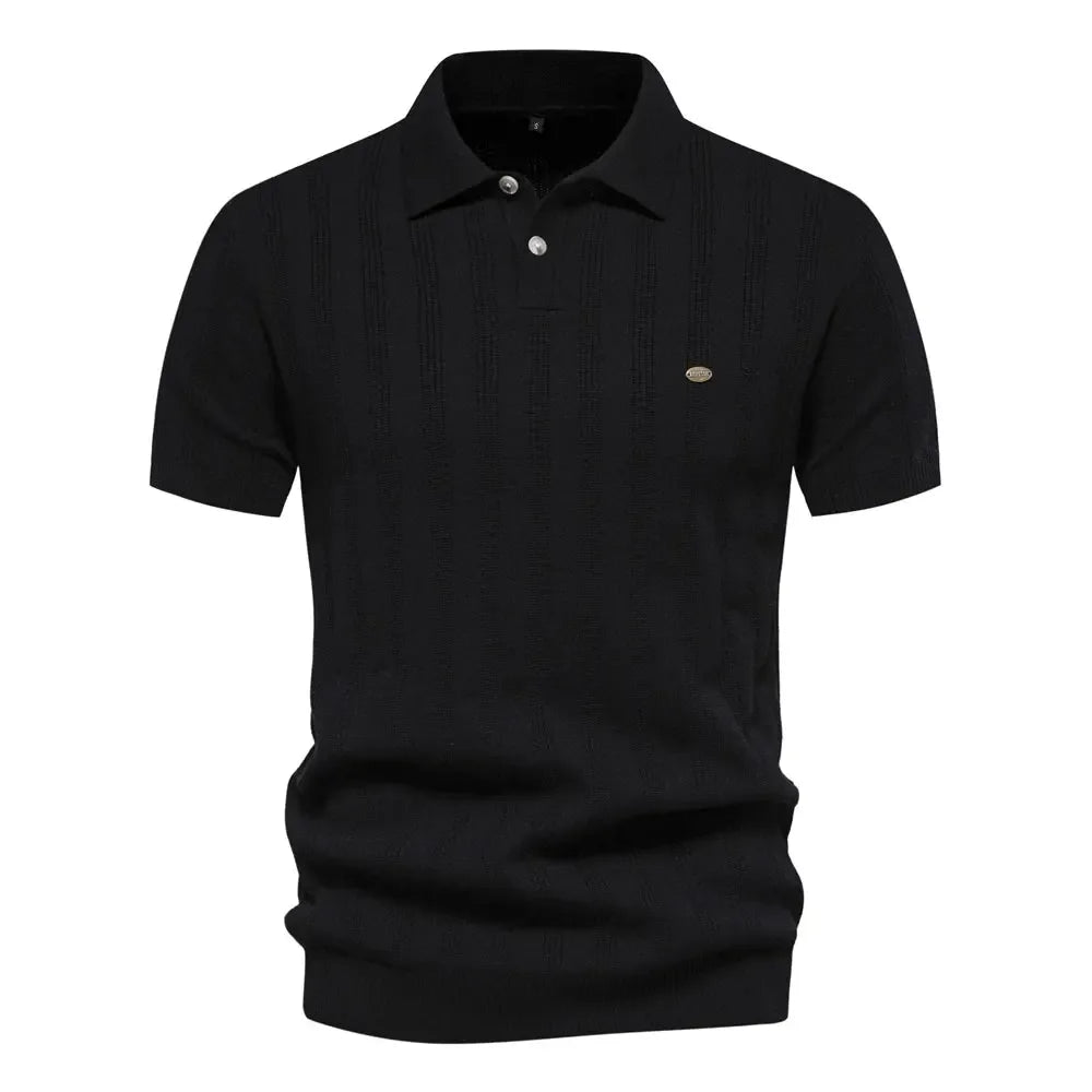 New Summer Ribbed Knit Polo Shirts - ShopHub