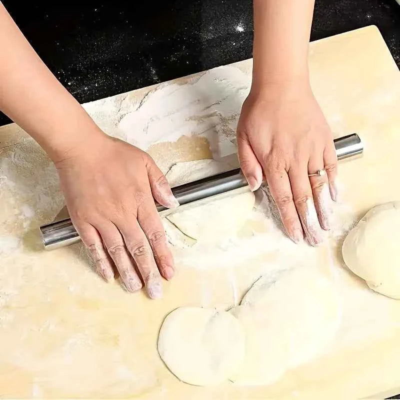 Stainless Steel Rolling Pin for Baking, Hollow Lightweight Dough Roller for Cookies Pie Dumpling Pizza, 3 Sizes