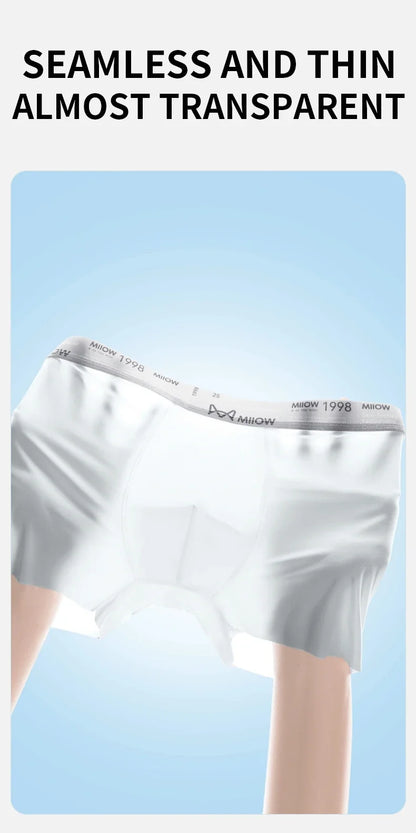 MiiOW Ice Silk Men Underwear - 3Pcs Ultra-thin Breathable Antibacterial Boxer Shorts