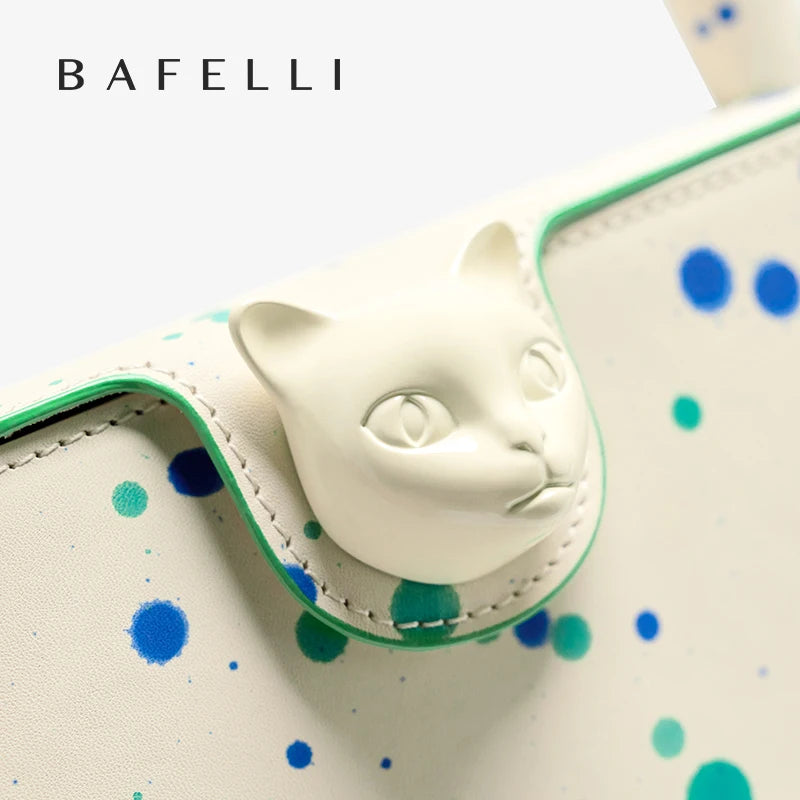 BAFELLI 2026 NEW WOMEN'S HANDBAG BOXY GENUINE LEATHER ORIGINAL DESIGNER LUXURY BRAND CAT SHOULDER FASHION BAGS STYLISH PURSE