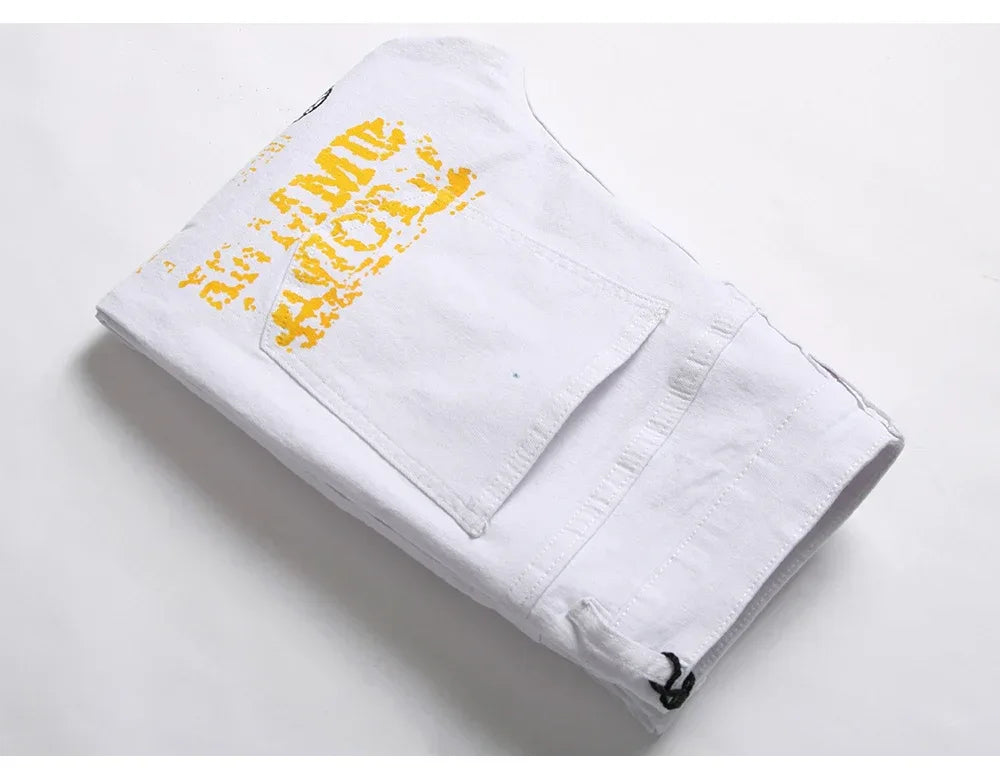 Men's Stylish Jeans Featuring Unique Letter Prints and patterns - ShopHub