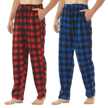 Ultimate Comfort: Men's Fleece Pajama Pants - 2 Pack Soft Plaid Lounge Bottoms
