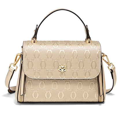 FOXER Lady's Handbag Split Leather Shoulder Bag 2026 Fashion Light Luxury Crossbody Bag Vintage Commute Female Messenger Bag