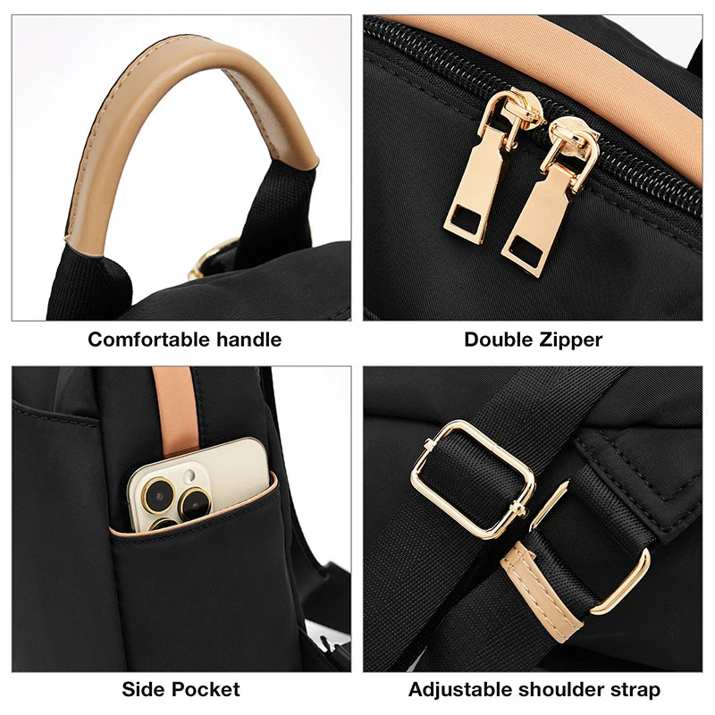 FOXER 2026 New Women's Backpack Soft Cloth Lady Fashion Shoulder Bag Lightweight Anti-theft Large Capacity Commuter Travel Bag