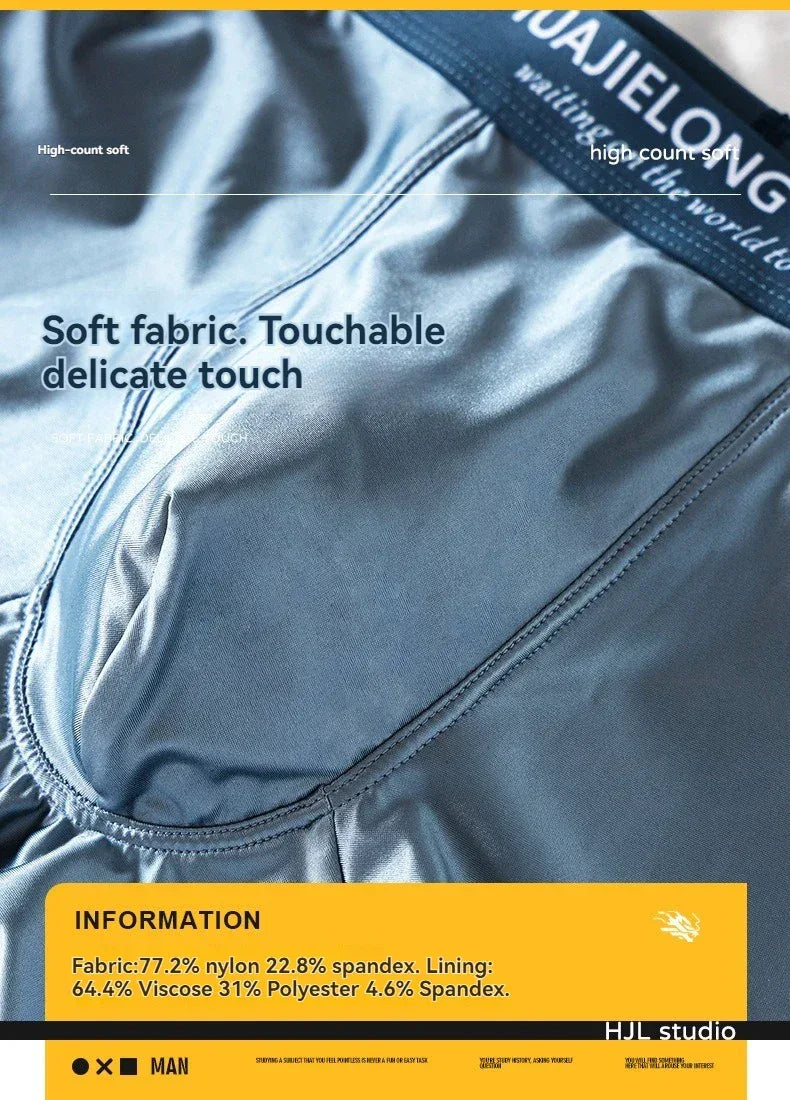 Men's 3 Pack Luxury Ice Silk Satin-like Boxers - ShopHub