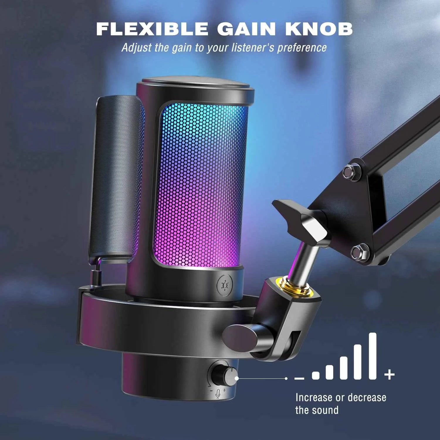 FIFINE USB microphone for recording and streaming, with a sleek design and adjustable stand, ideal for content creators and gamers.