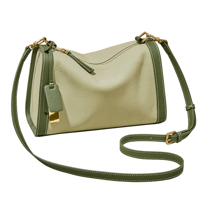 Women's Cowhide Leather Shoulder Bag Vintage Soft Messenger Handbag Fashion Crossbody Bags Female Underarm Bag DF900083S