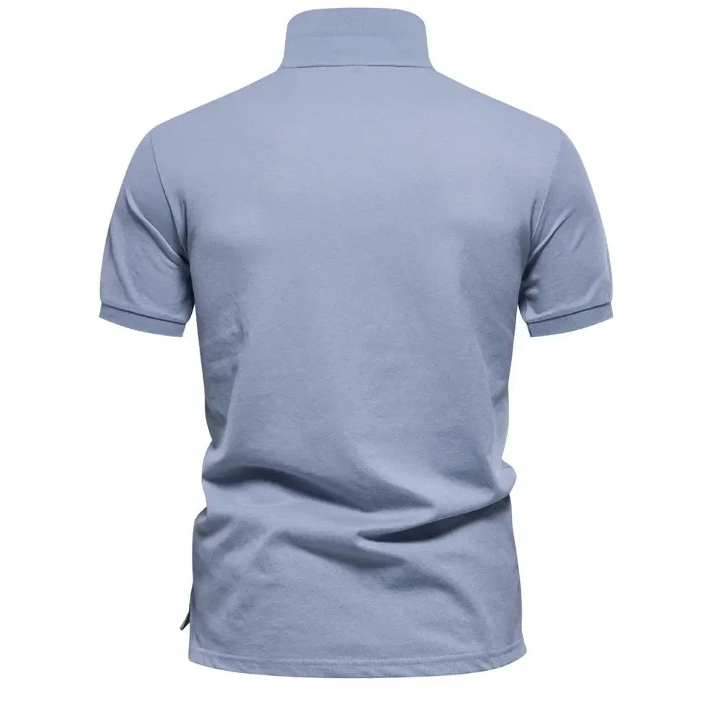 Gradient Printed Cotton Blend Polo Shirts - ShopHub