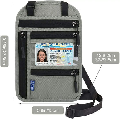 RFID Passport Holder Travel Anti-Theft Neck Pouch