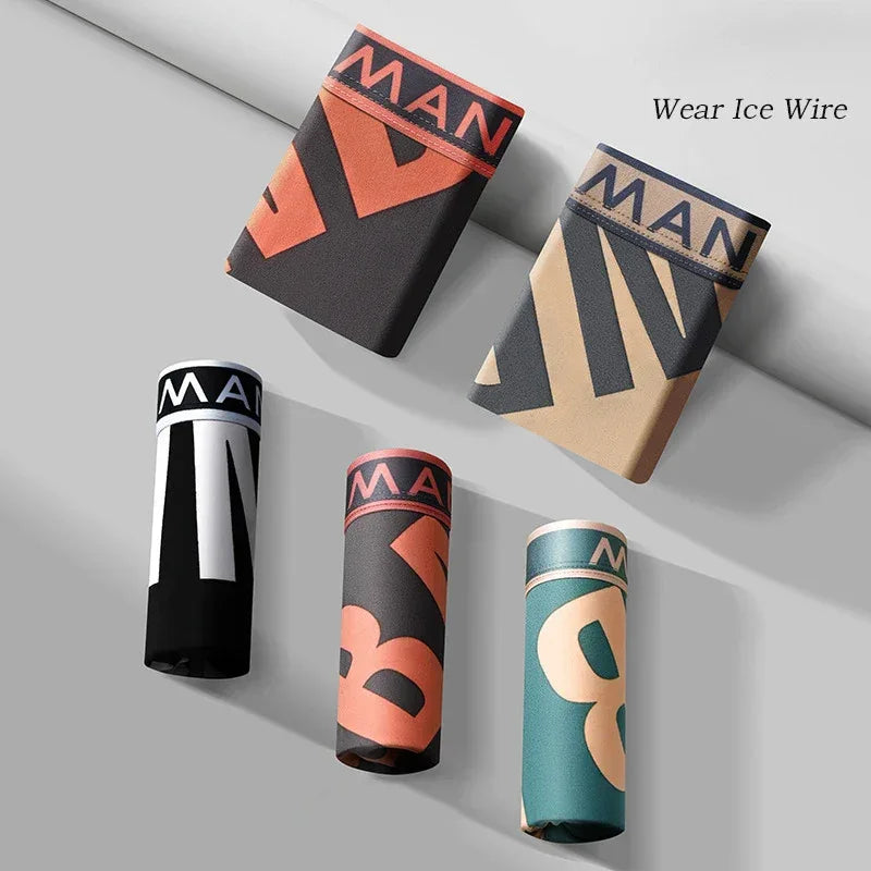 Men's 4 Pack Ice Silk Boxer Shorts - ShopHub