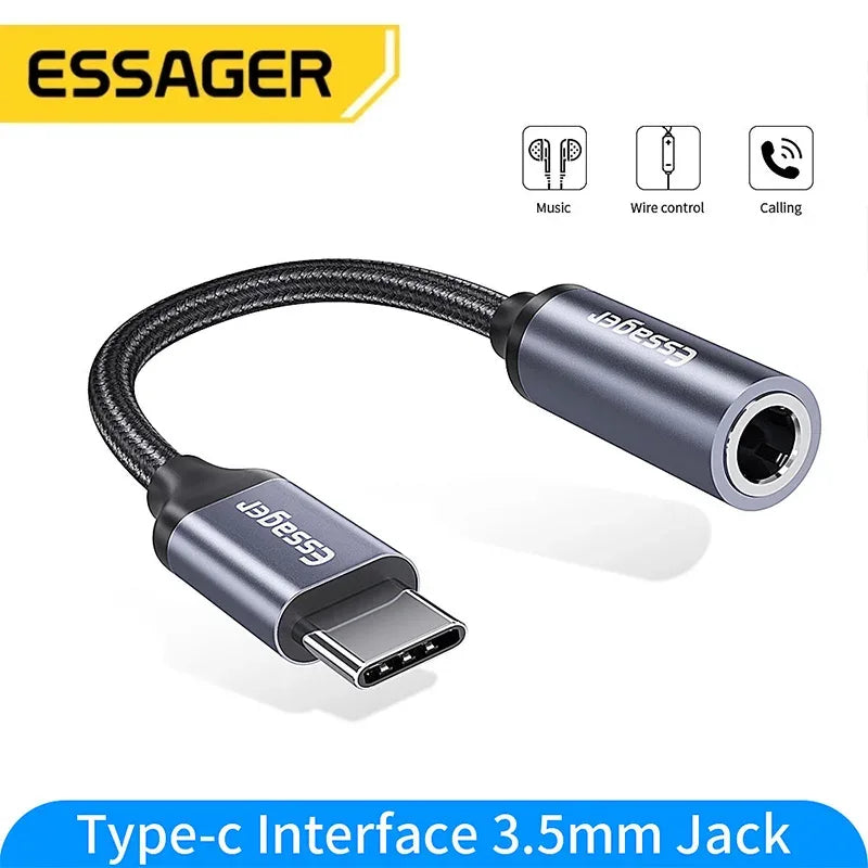 Essager Type-C to 3.5mm Jack Headphone Adapter - ShopHub
