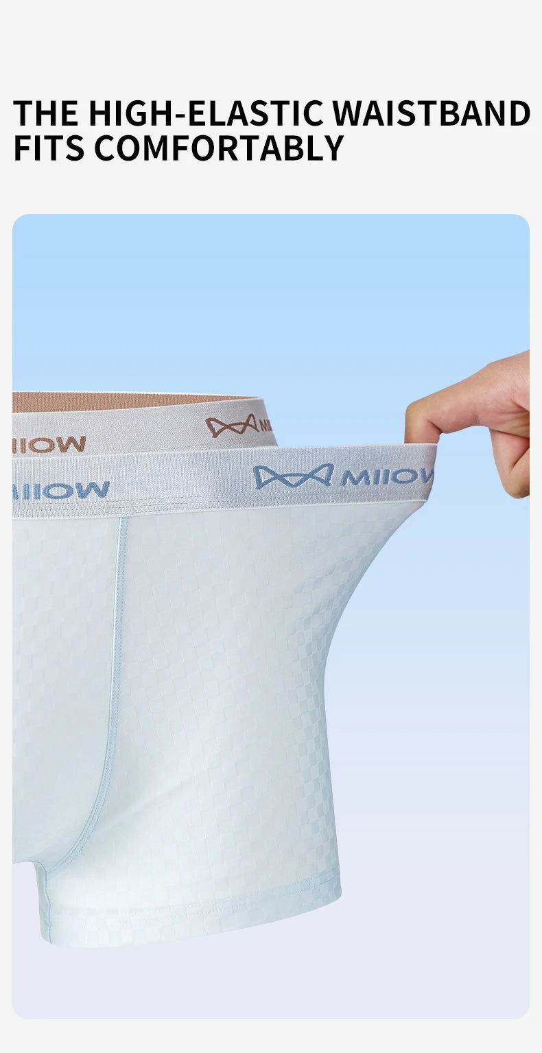 MiiOW 6Pcs Men's Summer Ice Silk Boxers - Antibacterial Breathable Mesh Underwear
