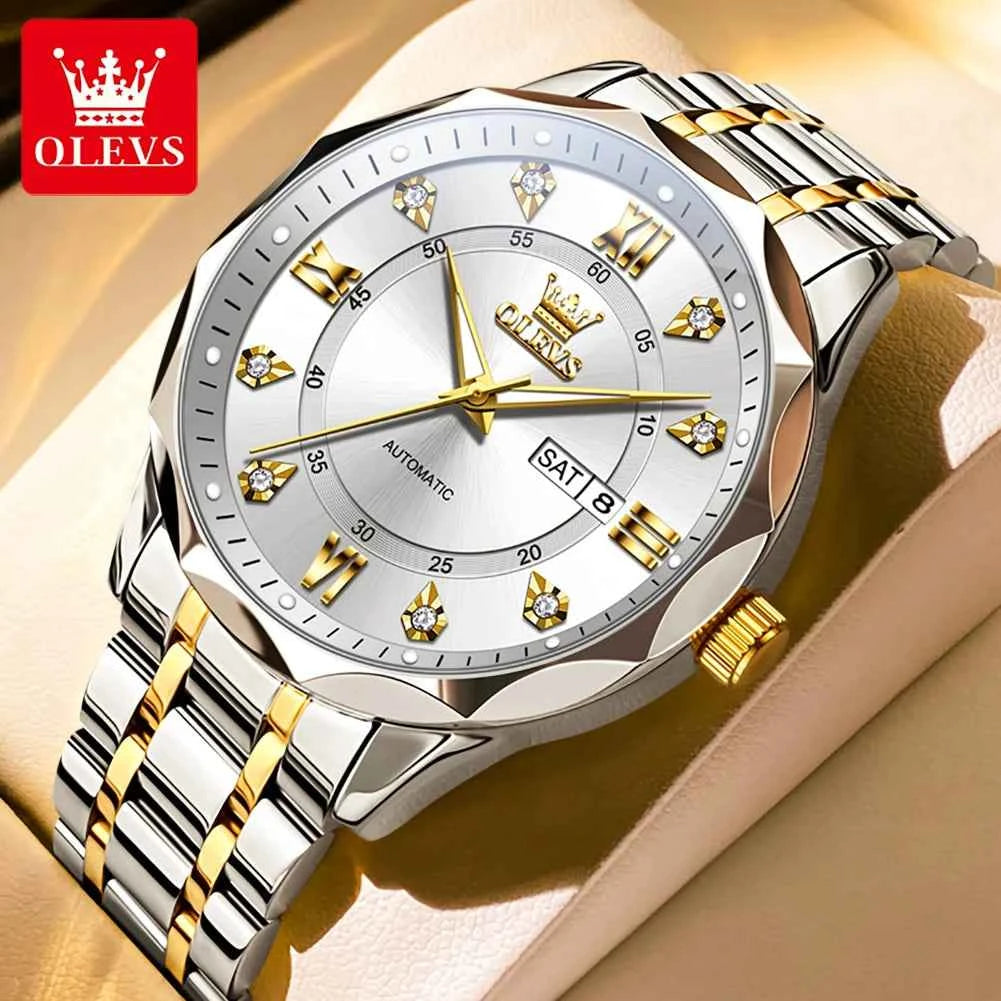 OLEVS 6727 Automatic Mechanical Watch for Men & Women - Waterproof Luminous Calendar Wristwatch with Gift Box