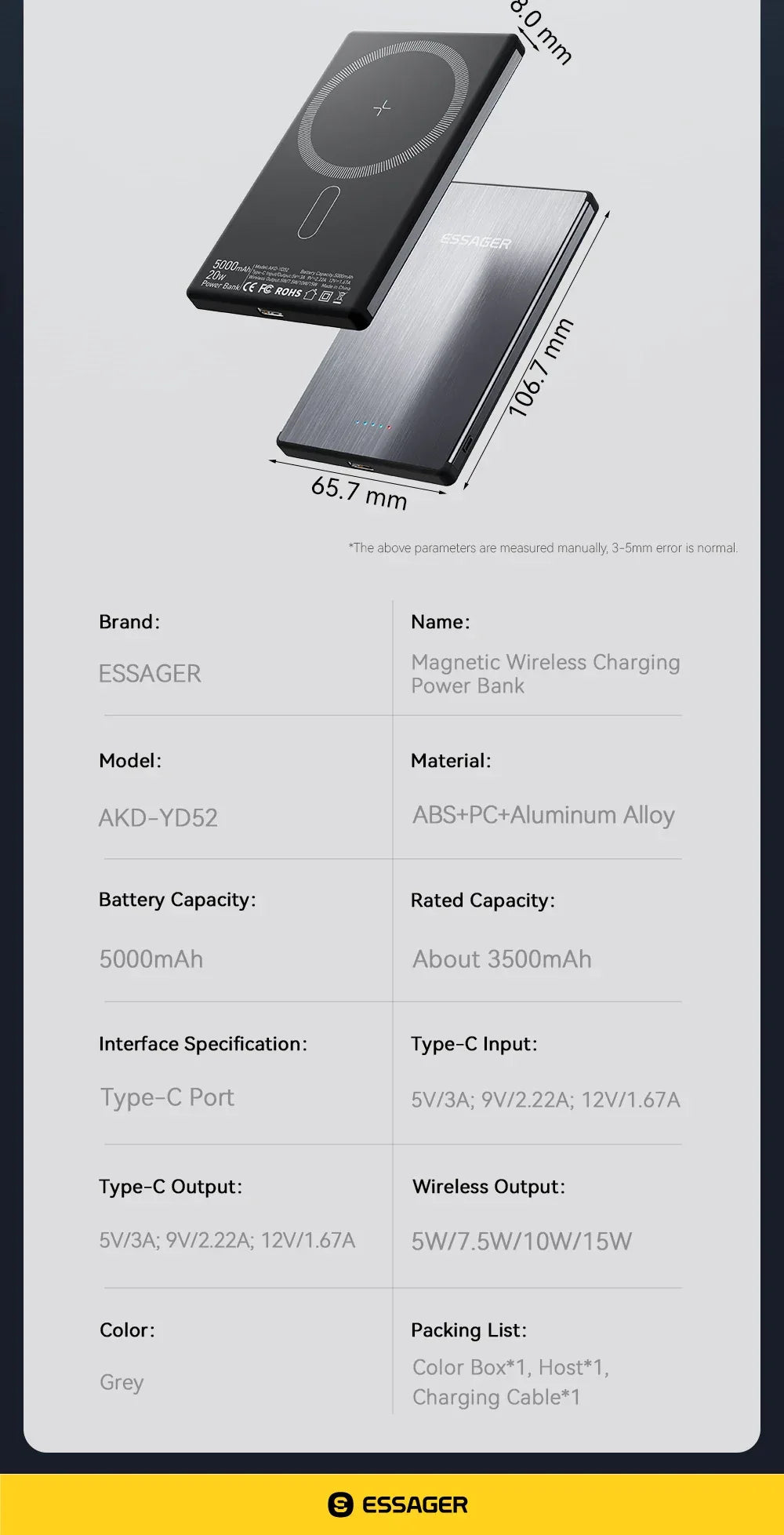 Essager PD 20W Magnetic Wireless Charging Bank - ShopHub