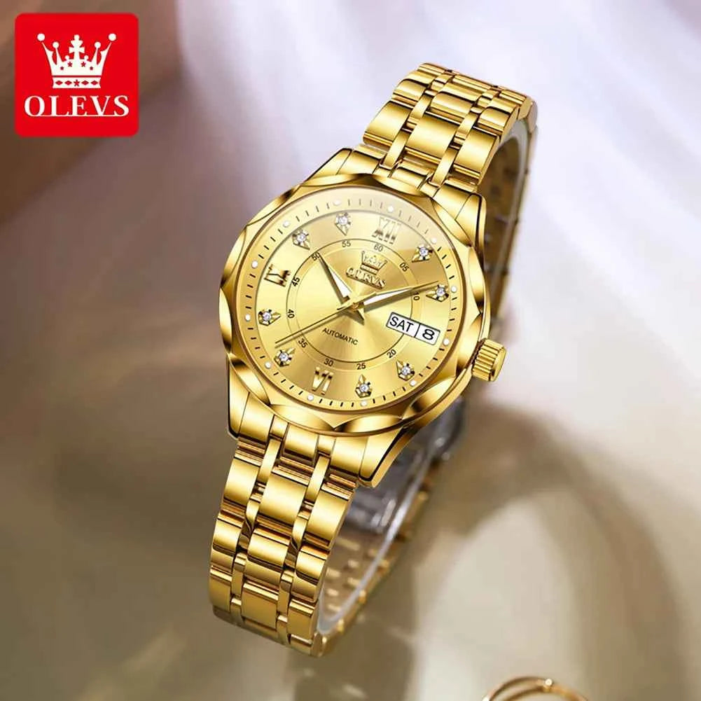 OLEVS 6727 Automatic Mechanical Watch for Men & Women - Waterproof Luminous Calendar Wristwatch with Gift Box