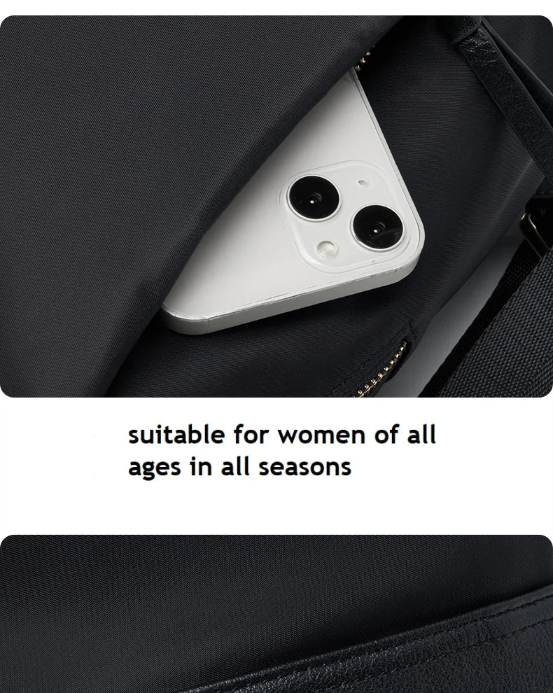 New Oxford &Leather Female Aesthetic Backpack School Bags Luxury Designer for Girls Women Backpacks Travel Light Weight - SC1708
