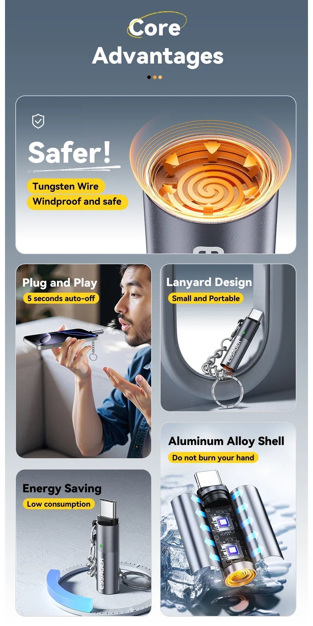 Essager Type-C Mini Cigarette Lighter - ShopHub