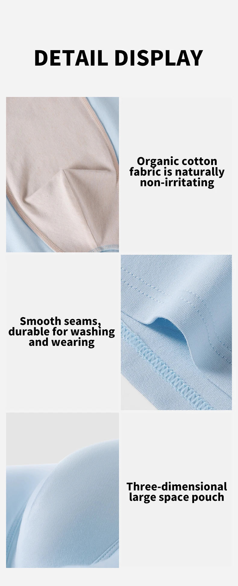MiiOW Men's Cotton Underwear - 3Pcs Antibacterial Boxers