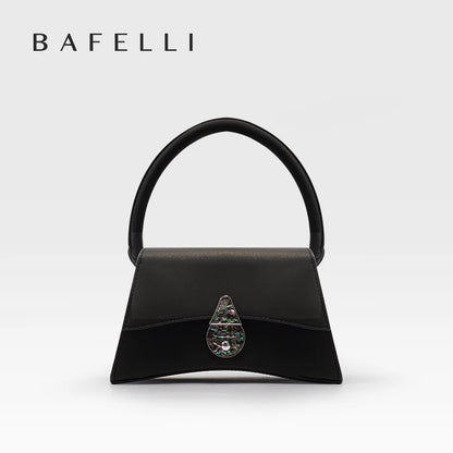 BAFELLI Floral Genuine Leather Half-Moon Bag