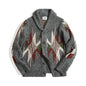 MADEN Geometric V-Neck Cardigan | Dark Grey
