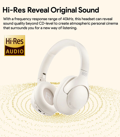 QCY H3 Wireless Headphones with Hybrid Active Noise Cancellation and 60Hrs Playtime, Hi-Res Audio, Bluetooth 5.4 Over Ear Design