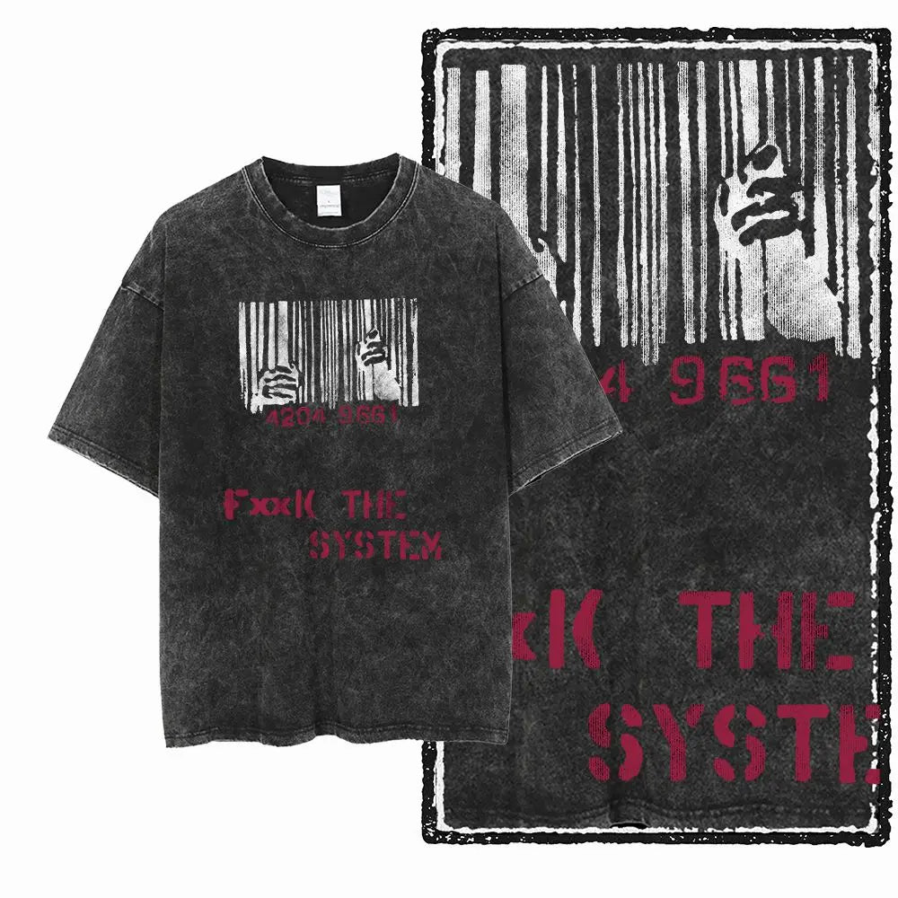 G57 Exclusive 100% Cotton Cool Creative Graphic Men T-shirt | Acid Washed Streetwear Big Size Vintage O-neck Men's Tee Tshirt