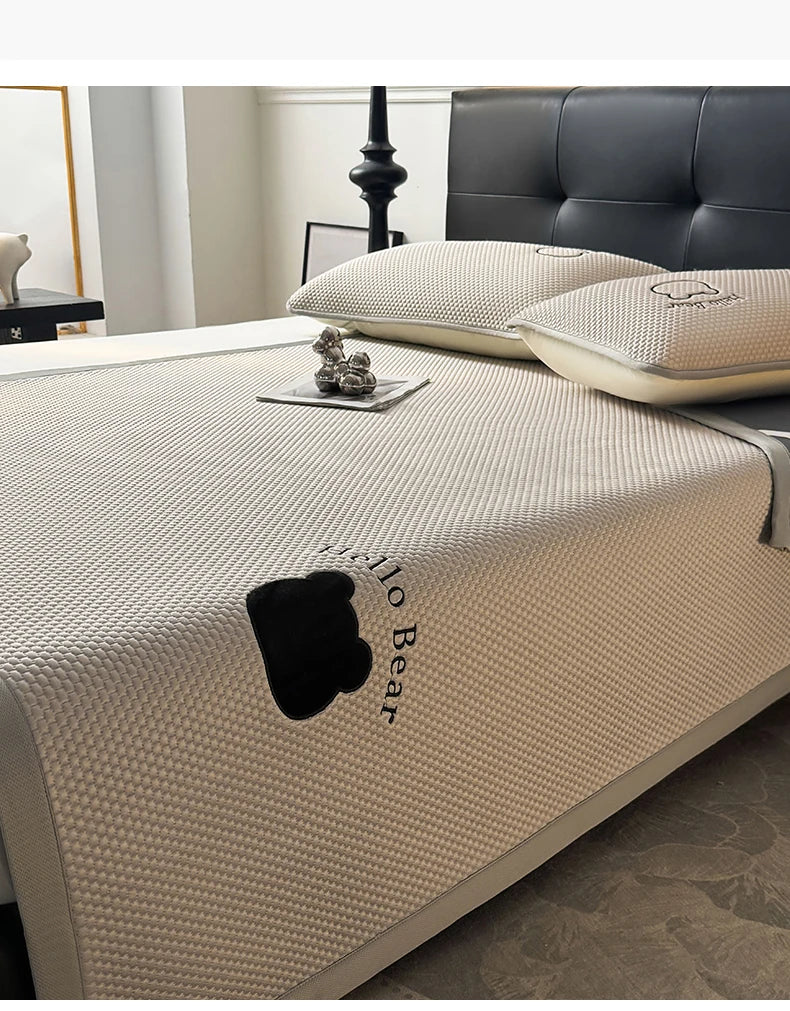 Cooling rattan mattress pad set from ShopHub NZ, designed for summer comfort, featuring breathable, plush mattress protectors.
