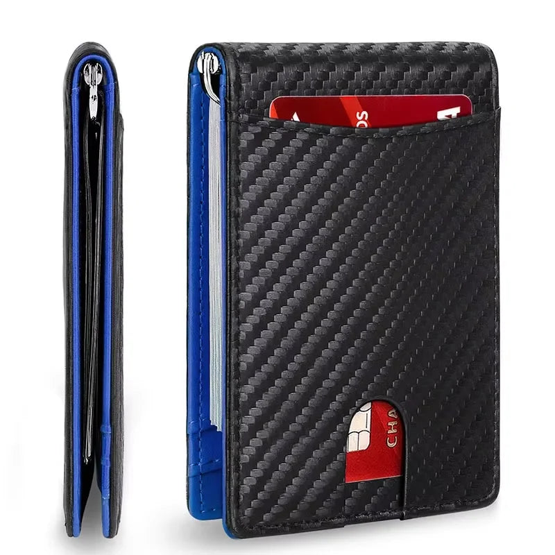 Rfid Carbon Fiber Men Wallets Man Card Holder Money Bag Slim Thin Mini Wallet Male Small Short Purse Black Walet Billfold Vallet