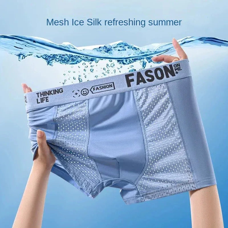 Men's 4 Pack Mesh Ice Silk Boxer Shorts - ShopHub