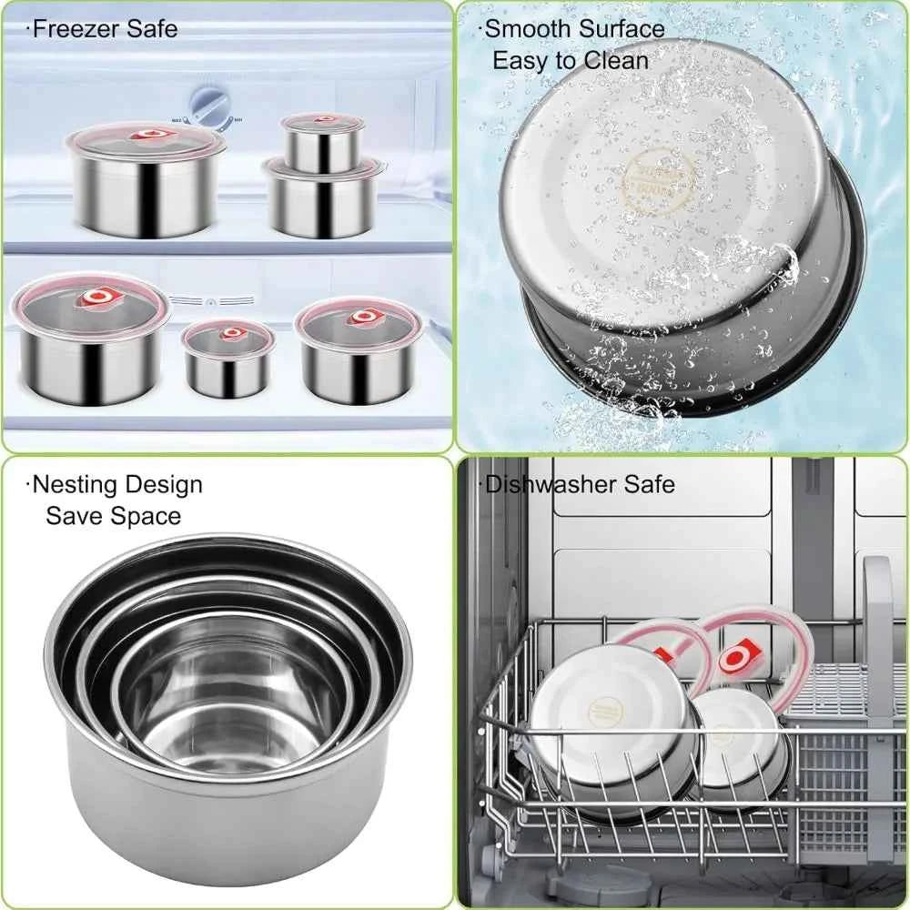 304 Stainless Steel Food Storage Container with Lid, Airtight Meal Prep Bento Box for Kitchen, Oven & Freezer