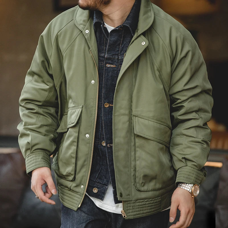 MADEN Retro Padded Pilot Jacket | Army Green or Khaki